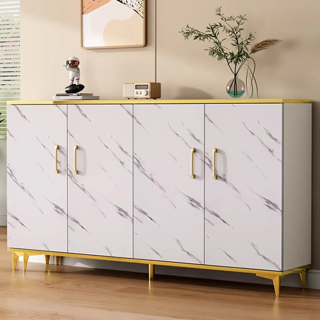 Trendy Grey Wood Hallway Shoe Cabinet with Gold Legs