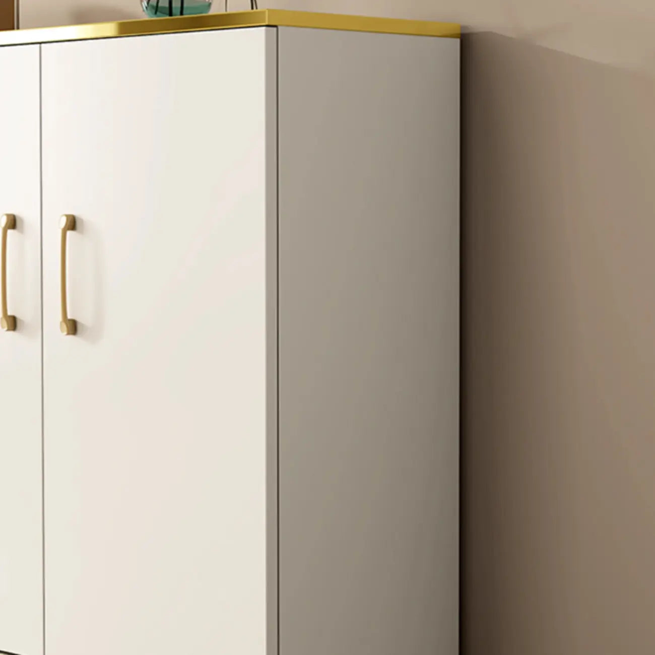 Trendy Grey Wood Hallway Shoe Cabinet with Gold Legs