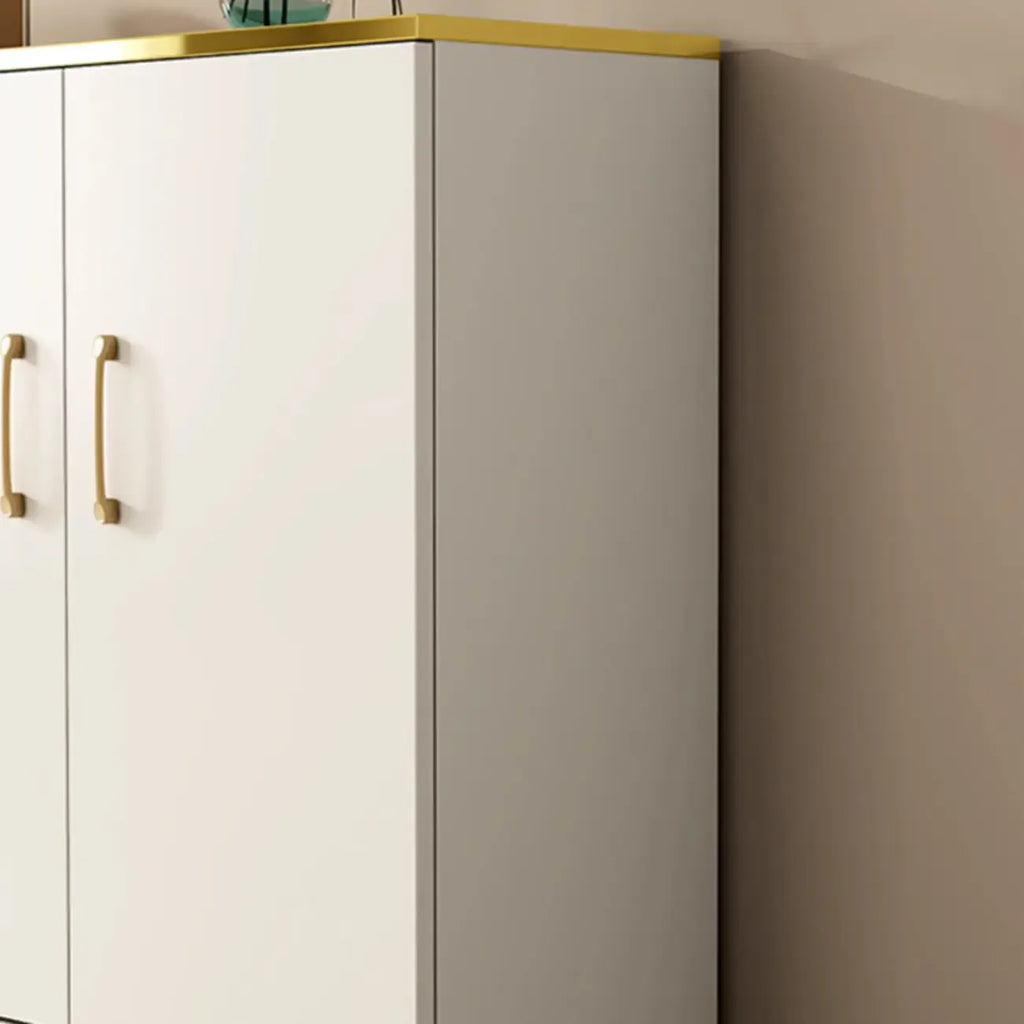 Trendy Grey Wood Hallway Shoe Cabinet with Gold Legs