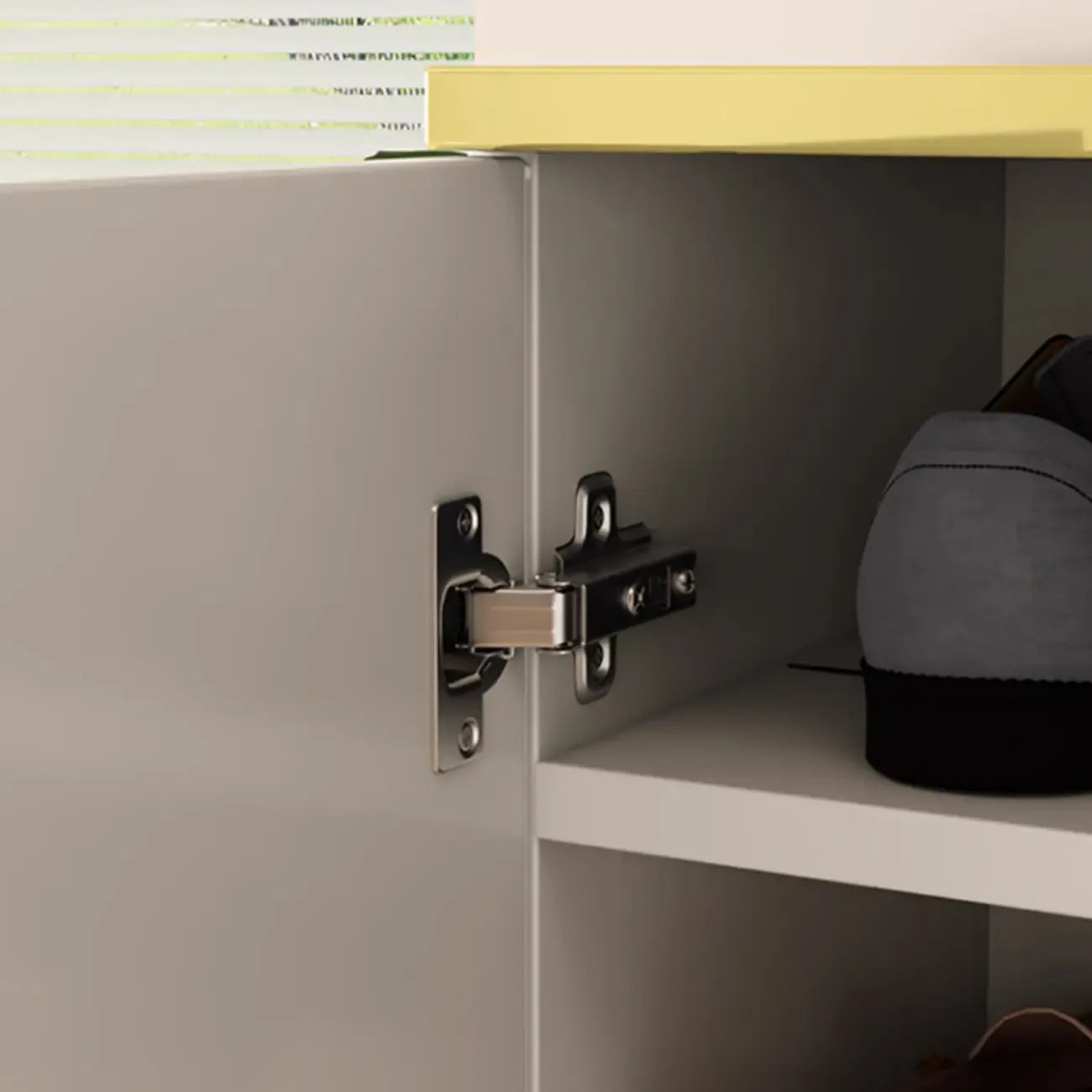 Trendy Grey Wood Hallway Shoe Cabinet with Gold Legs