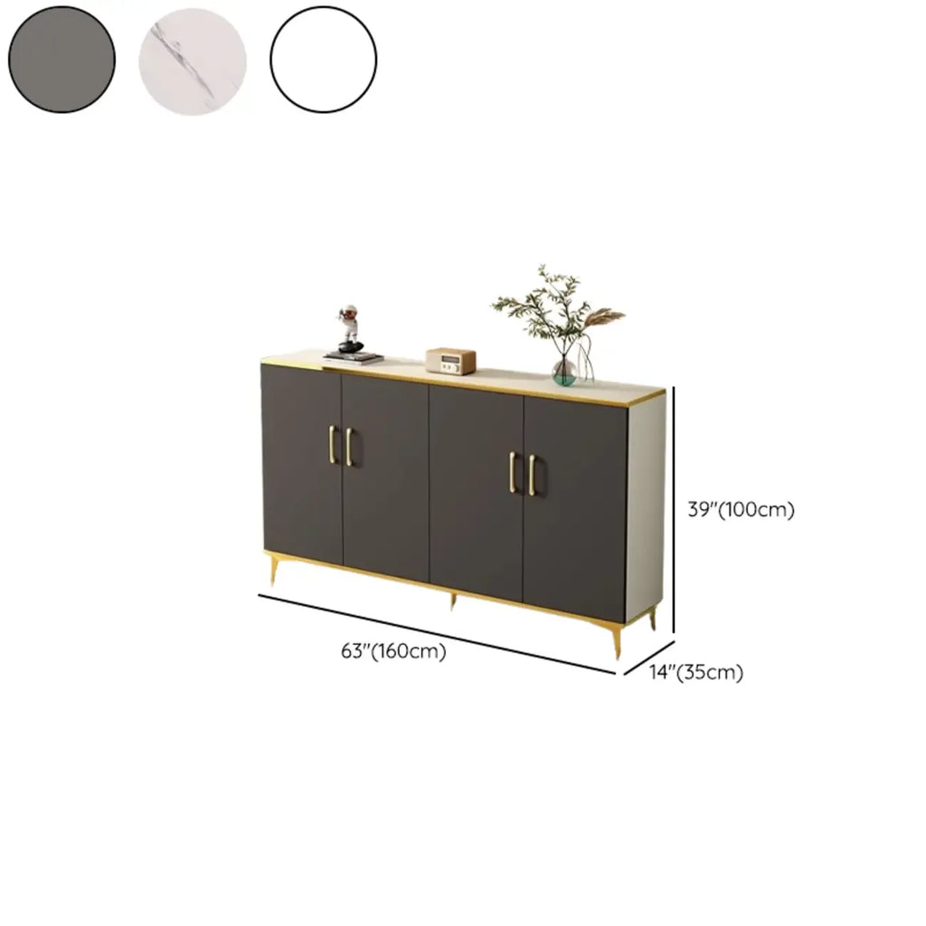 Trendy Grey Wood Hallway Shoe Cabinet with Gold Legs