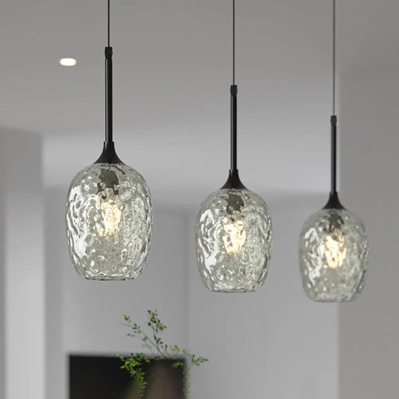 3-Light Glass Adjustable Pendant Lights for Kitchen