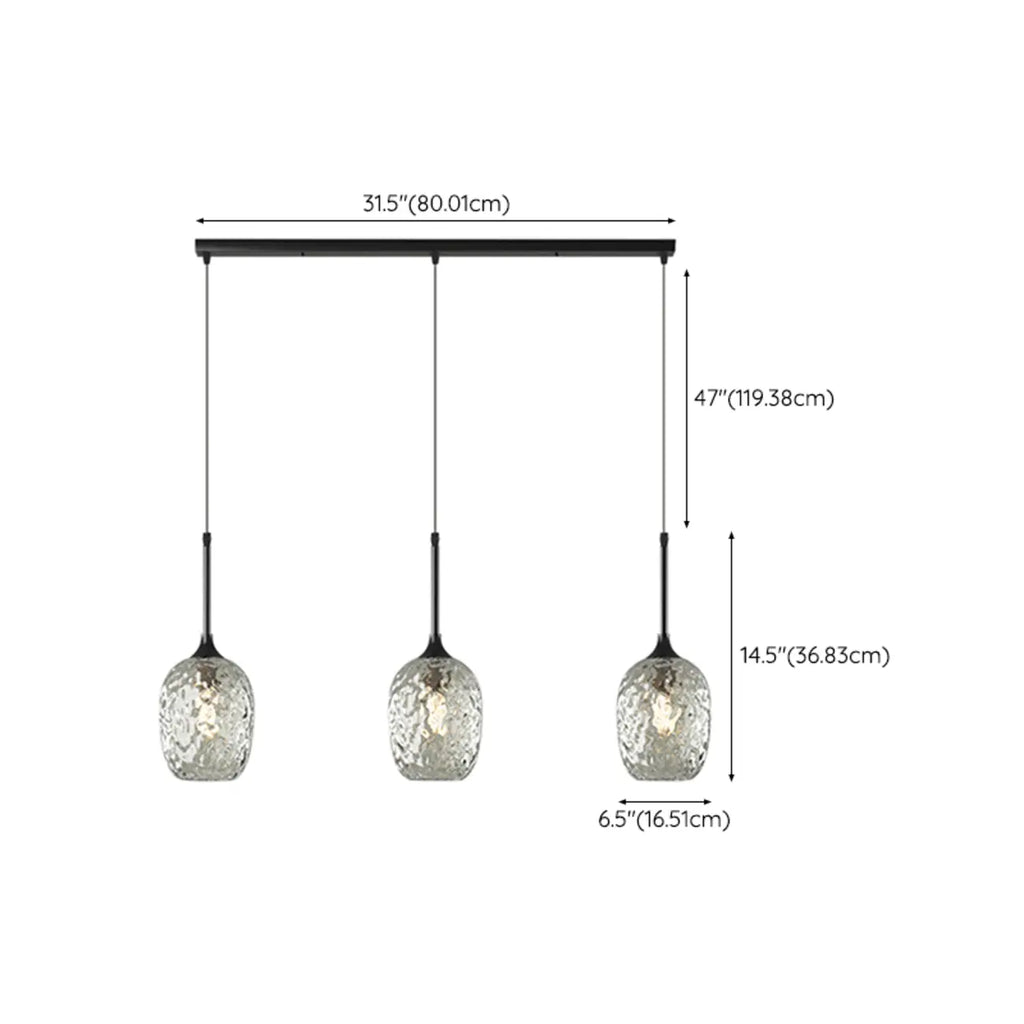 3-Light Glass Adjustable Pendant Lights for Kitchen