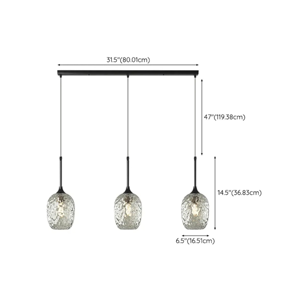 3-Light Glass Adjustable Pendant Lights for Kitchen
