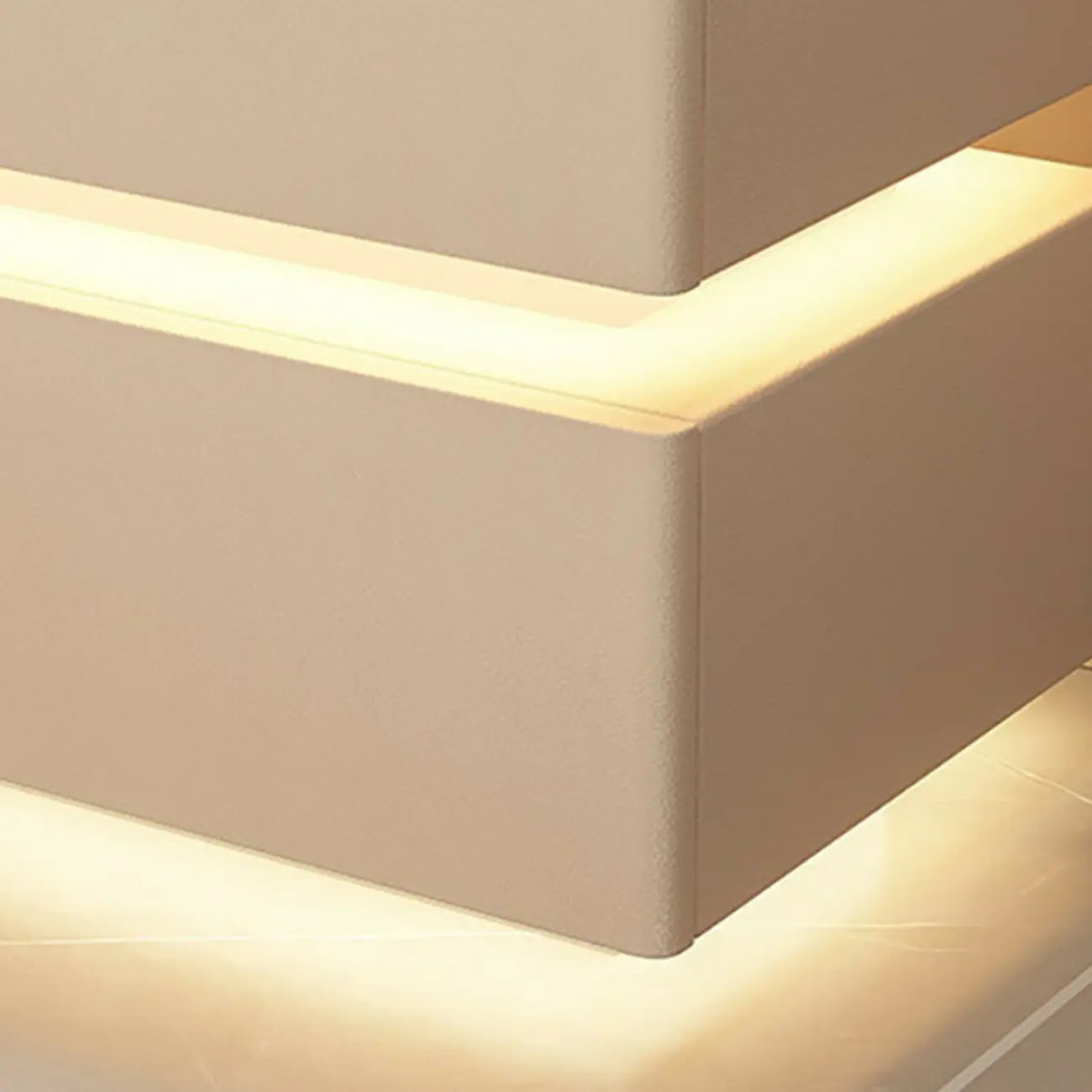 LED 2-Tier White Wooden Floating Nightstand with Drawer