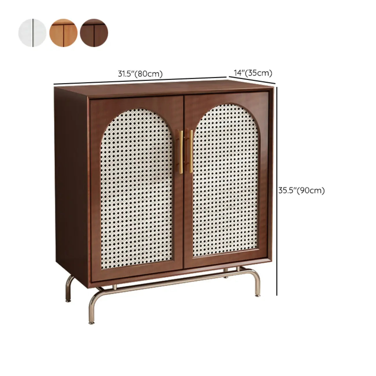 Modern Black Wood Woven Front Storage Cabinet for Living Room