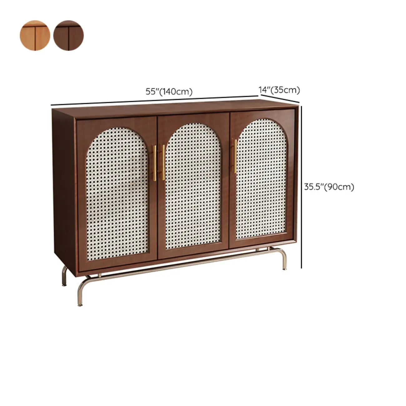 Modern Black Wood Woven Front Storage Cabinet for Living Room