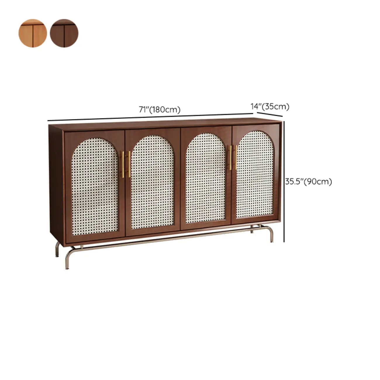 Modern Black Wood Woven Front Storage Cabinet for Living Room