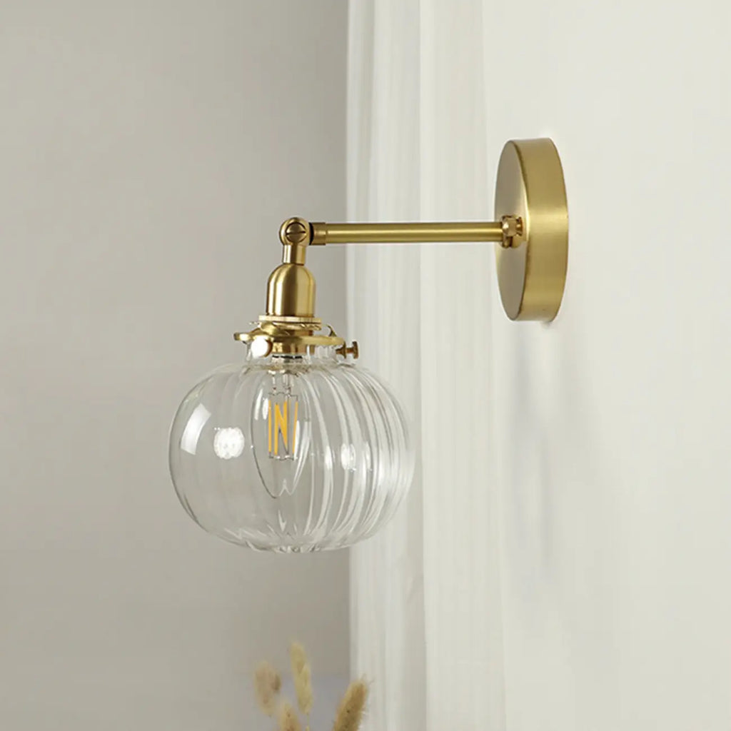Transparent Globe Brass LED Wall Sconce for Hallway Lighting