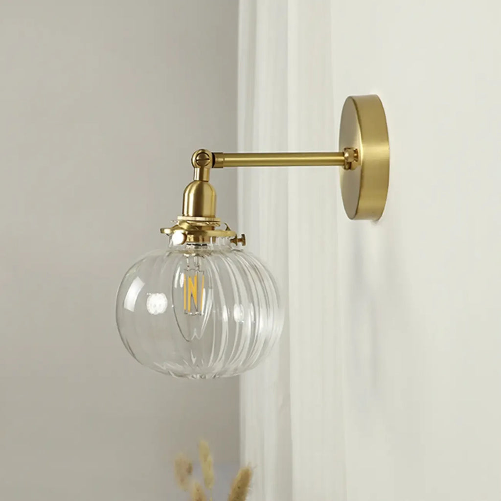 Transparent Globe Brass LED Wall Sconce for Hallway Lighting