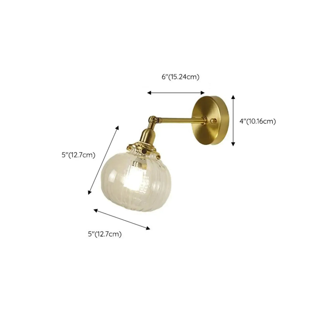 Transparent Globe Brass LED Wall Sconce for Hallway Lighting