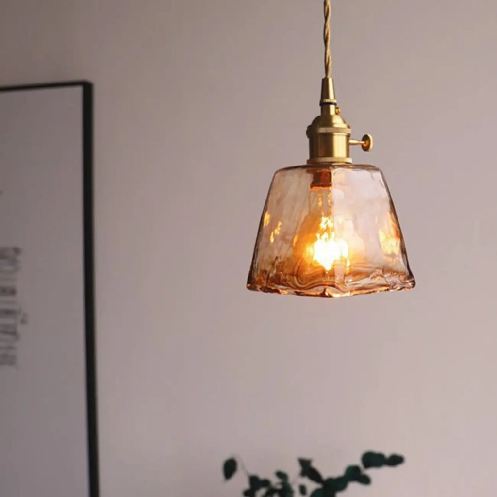 Modern Amber Glass Golden Kitchen Pendant Lighting