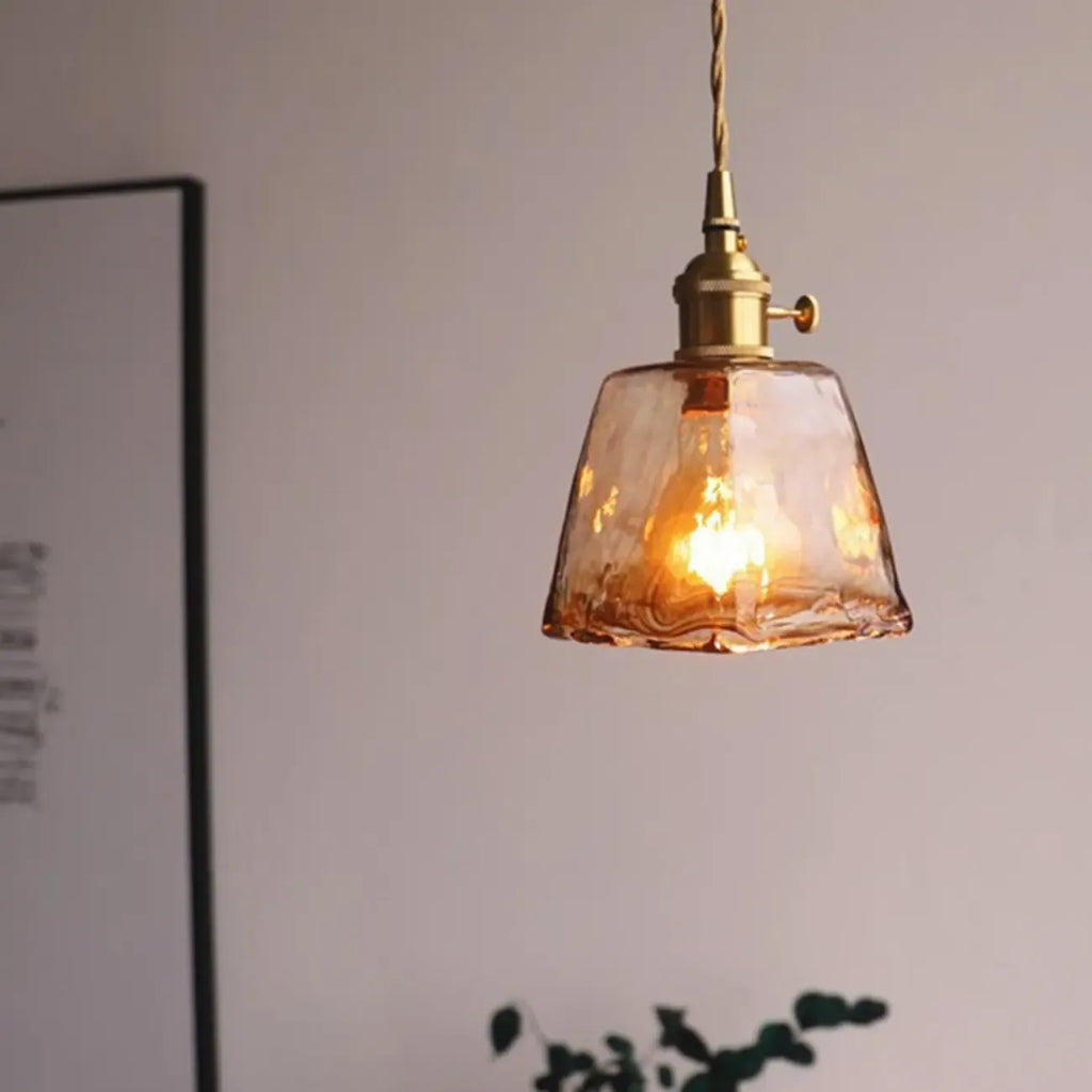 Modern Amber Glass Golden Kitchen Pendant Lighting