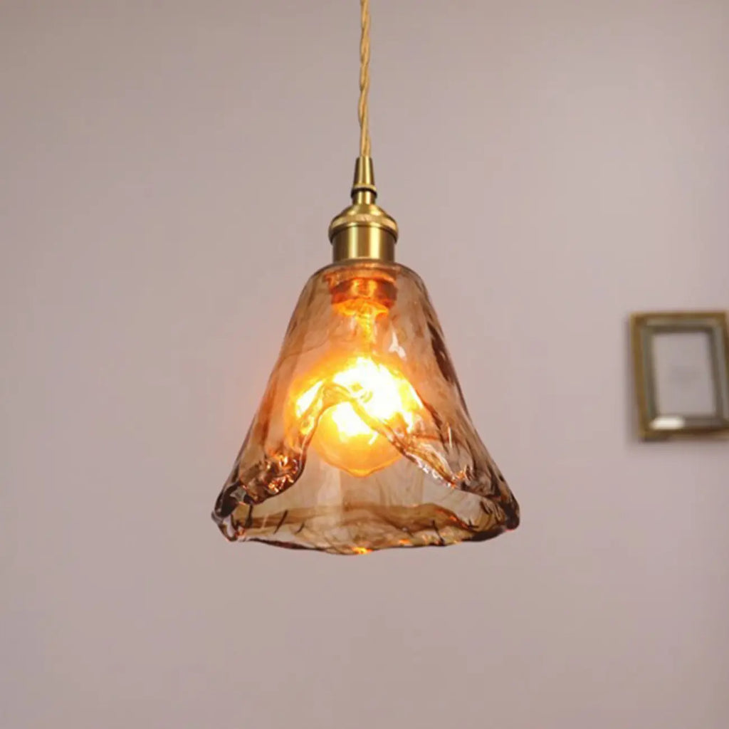 Modern Amber Glass Golden Kitchen Pendant Lighting