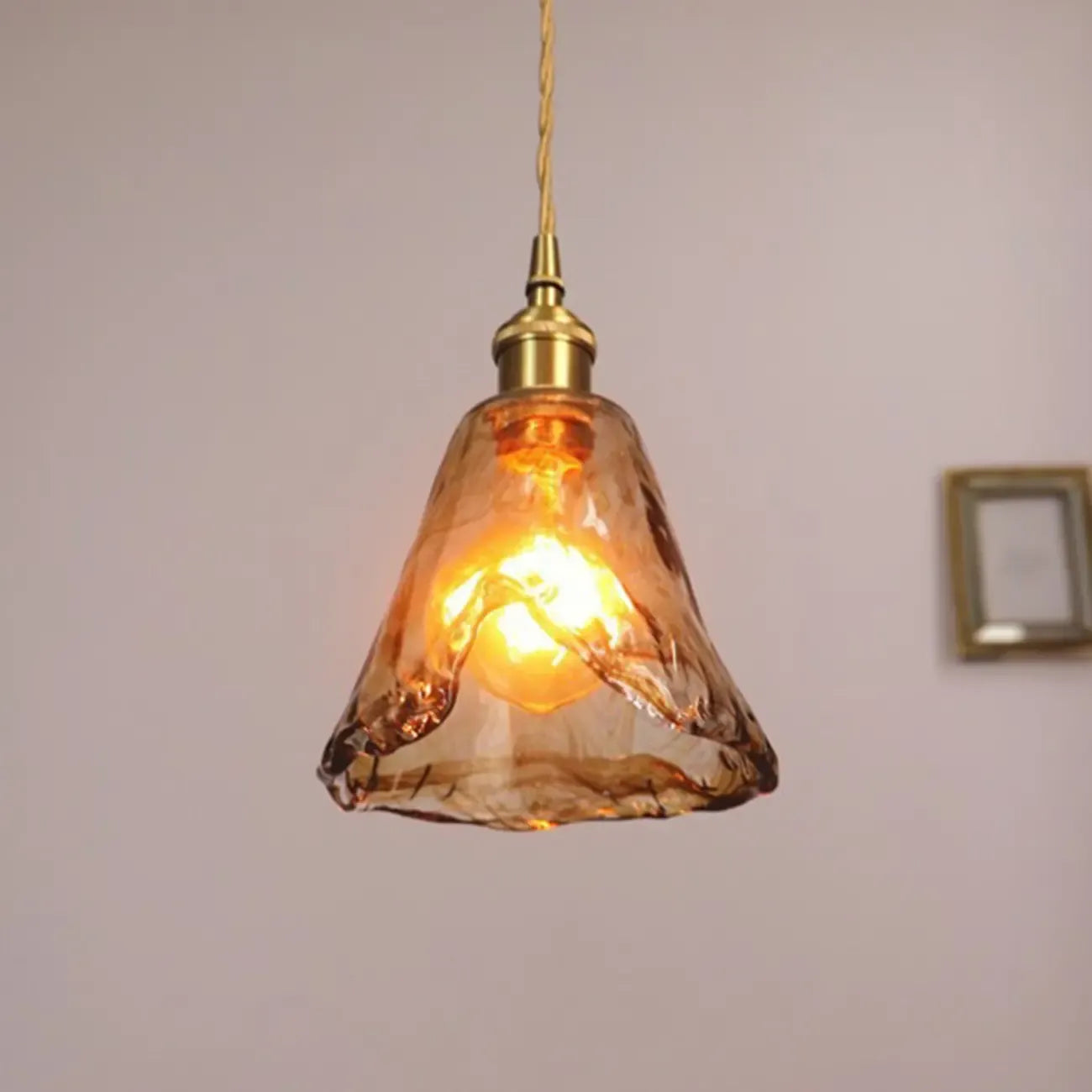 Modern Amber Glass Golden Kitchen Pendant Lighting