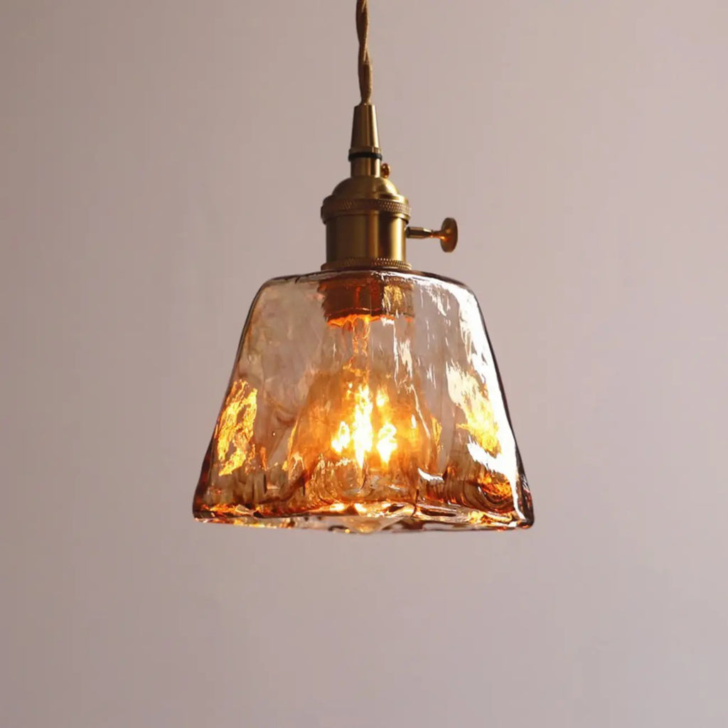 Modern Amber Glass Golden Kitchen Pendant Lighting