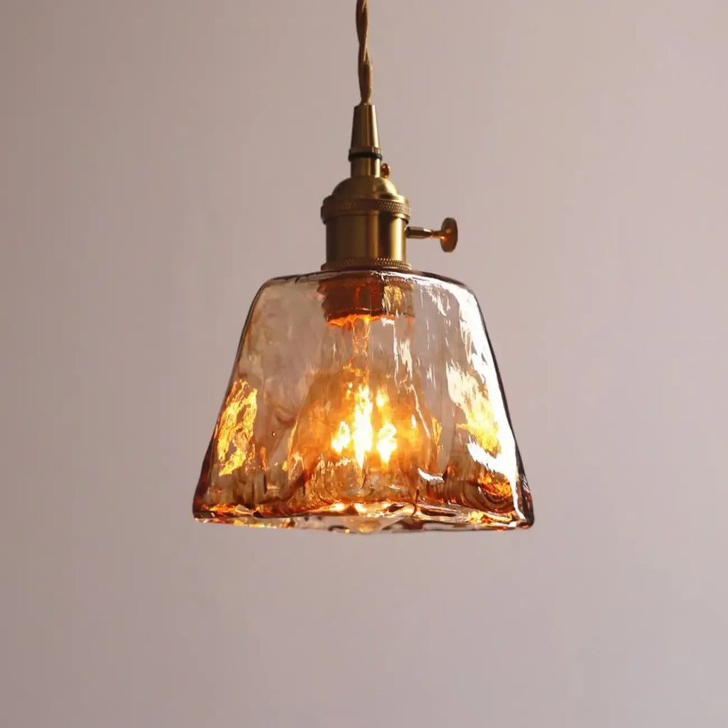 Modern Amber Glass Golden Kitchen Pendant Lighting