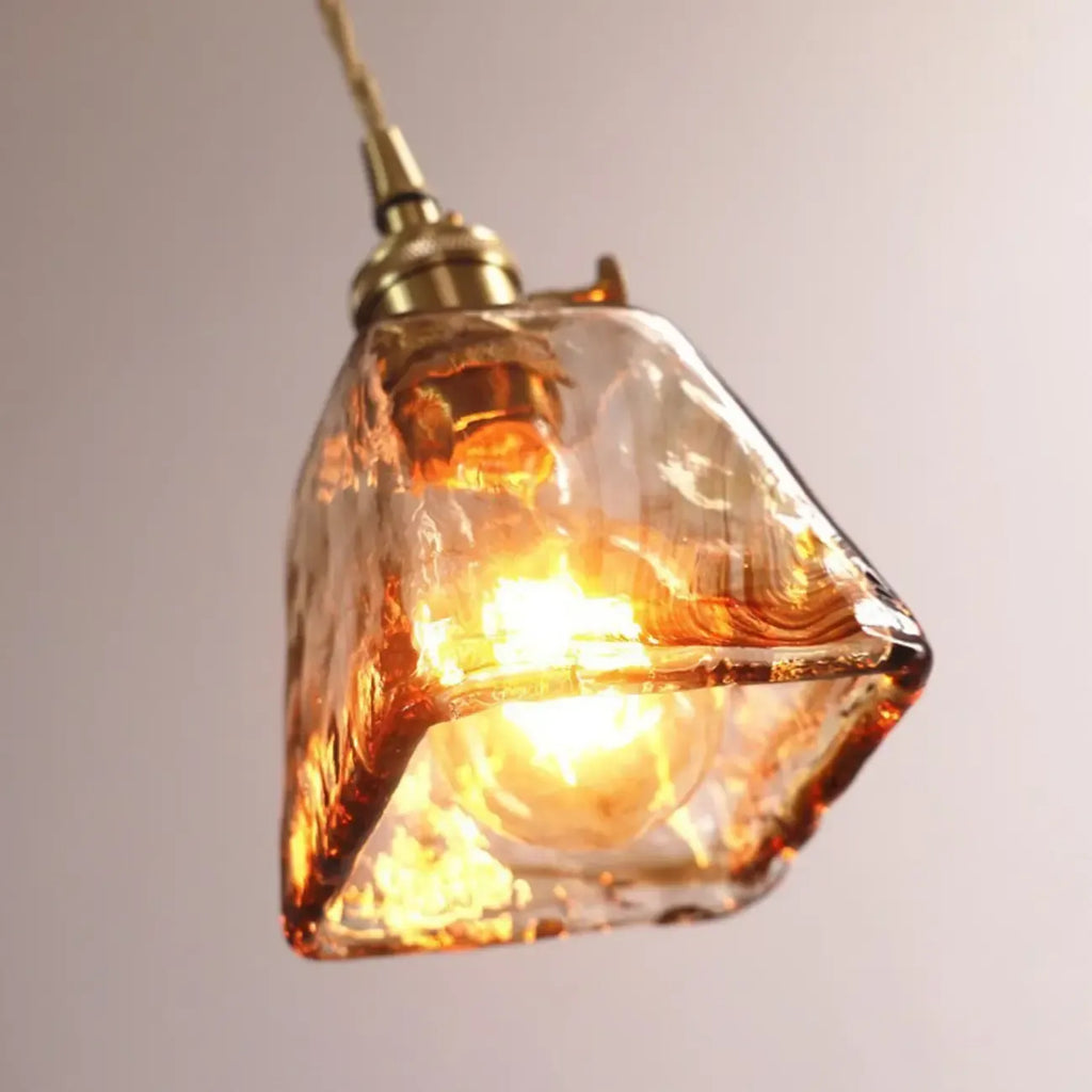 Modern Amber Glass Golden Kitchen Pendant Lighting