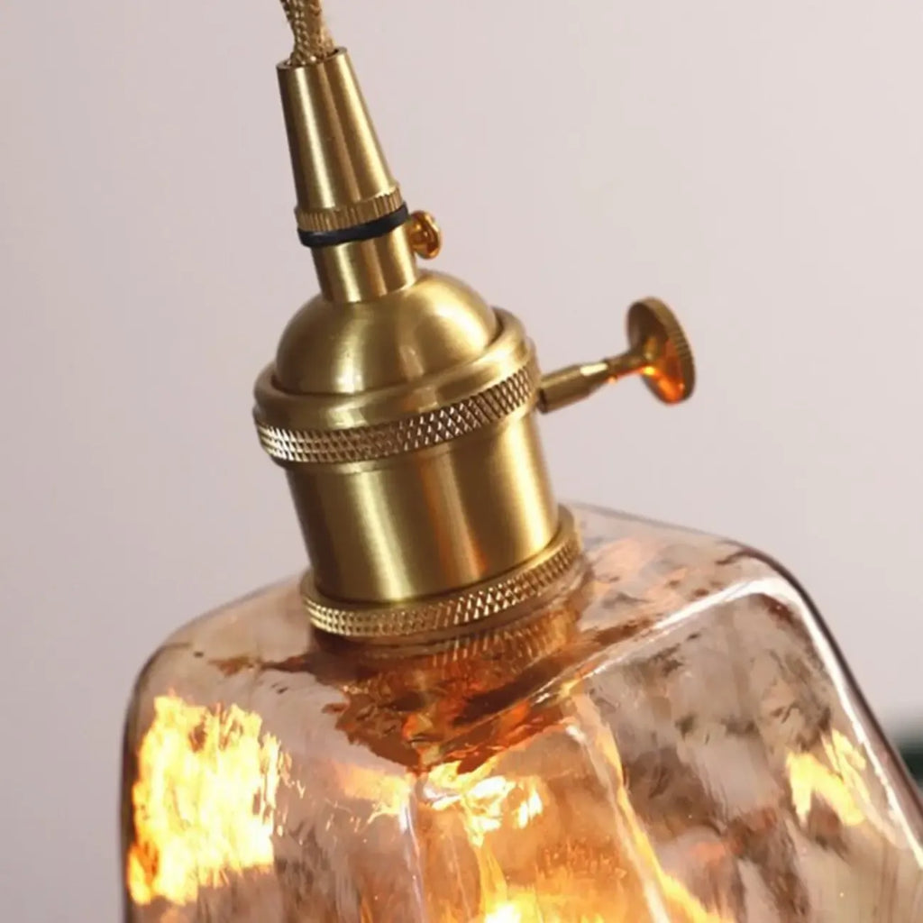 Modern Amber Glass Golden Kitchen Pendant Lighting