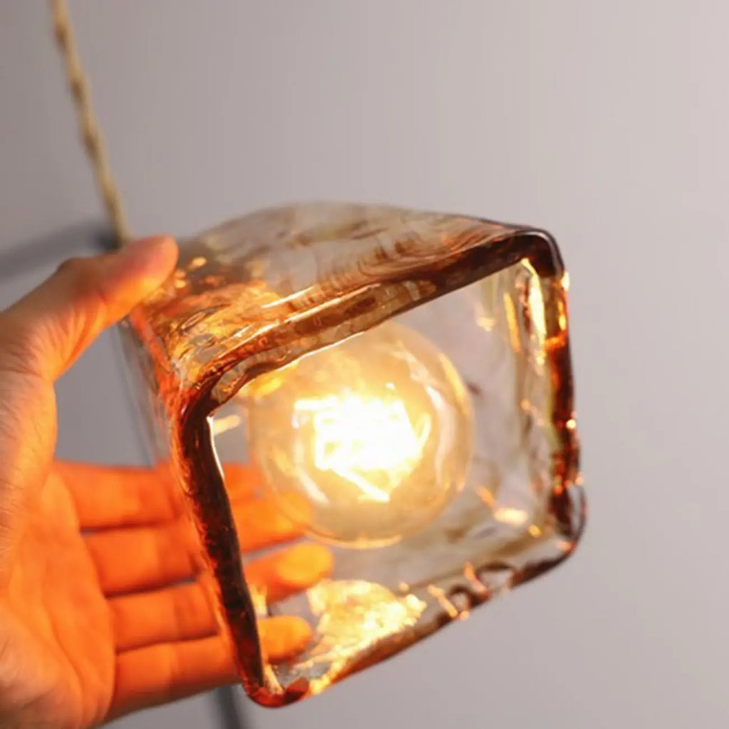 Modern Amber Glass Golden Kitchen Pendant Lighting