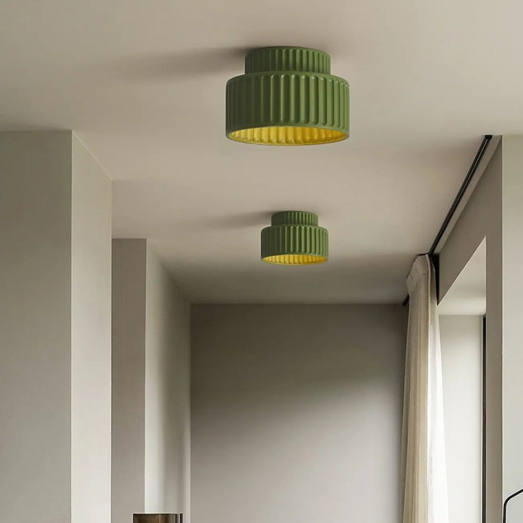 Minimalist Plastic Ribbed Cylinder Flush Mount Ceiling Light