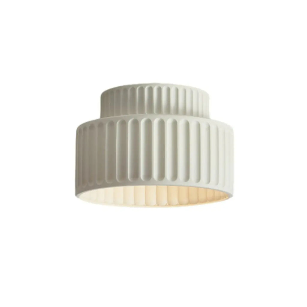 Minimalist Plastic Ribbed Cylinder Flush Mount Ceiling Light