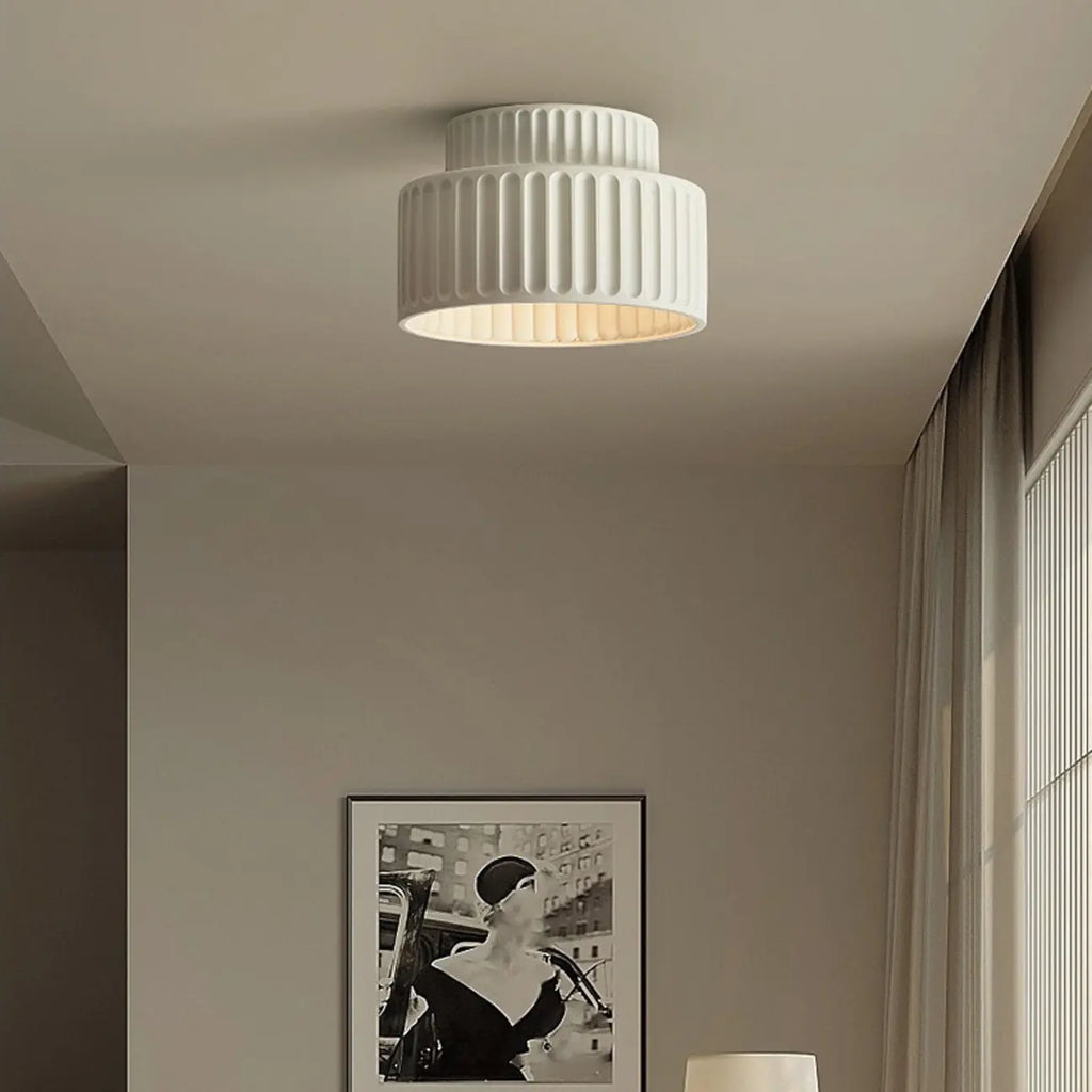 Minimalist Plastic Ribbed Cylinder Flush Mount Ceiling Light