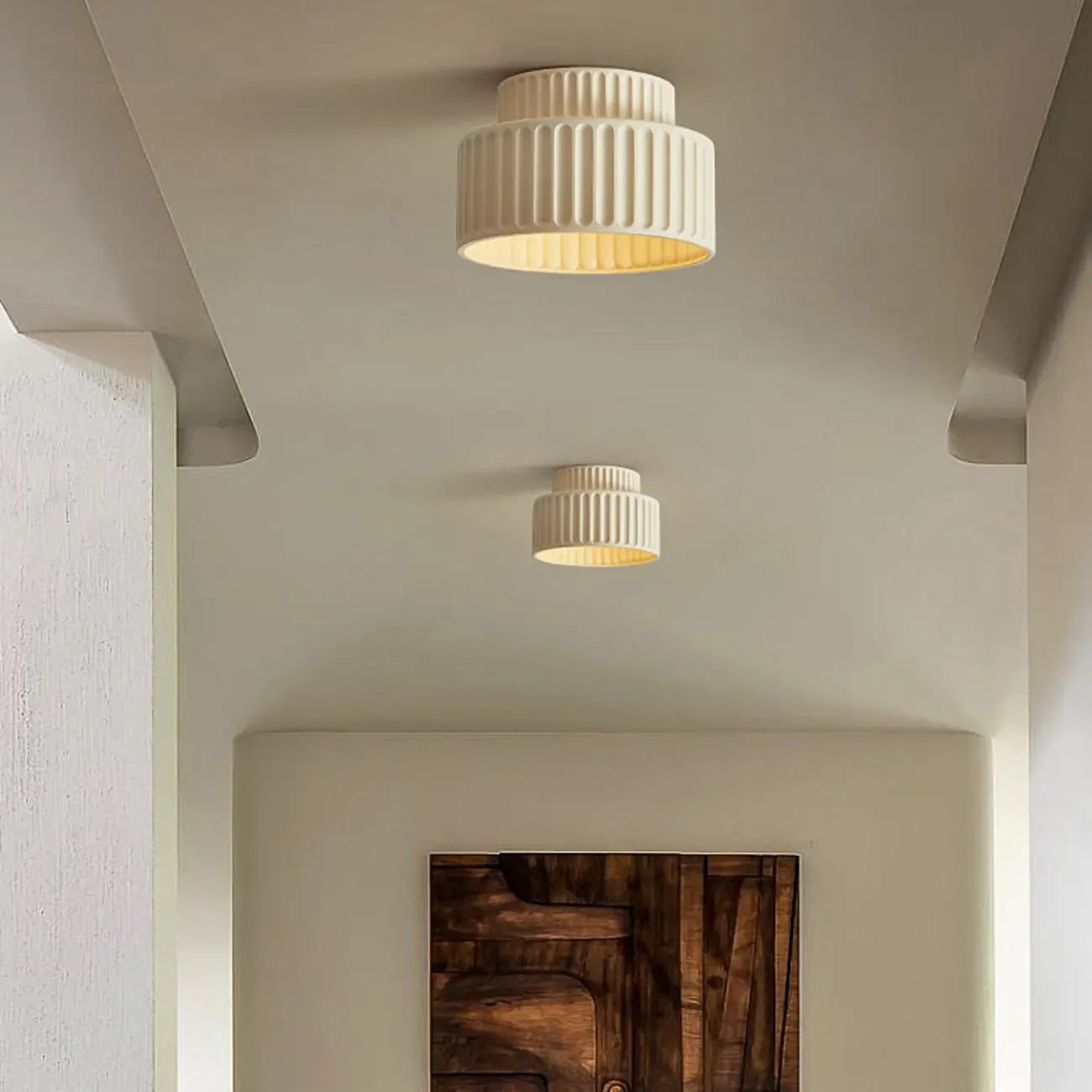 Minimalist Plastic Ribbed Cylinder Flush Mount Ceiling Light