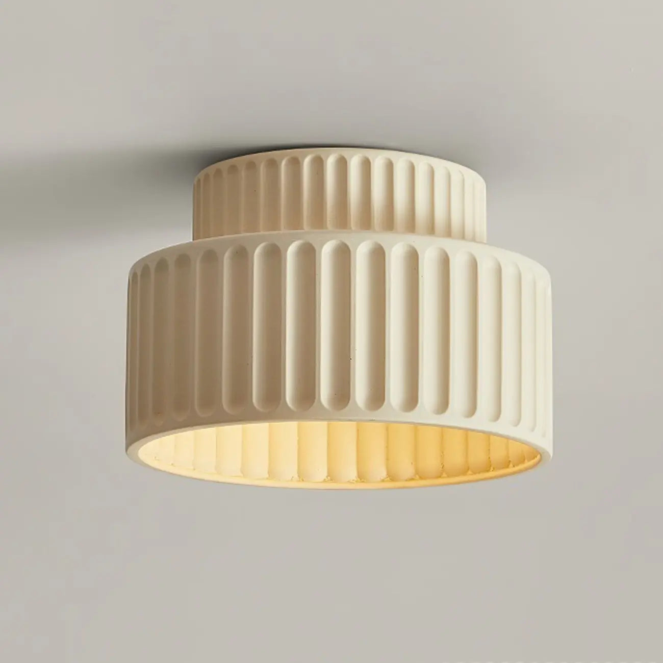 Minimalist Plastic Ribbed Cylinder Flush Mount Ceiling Light