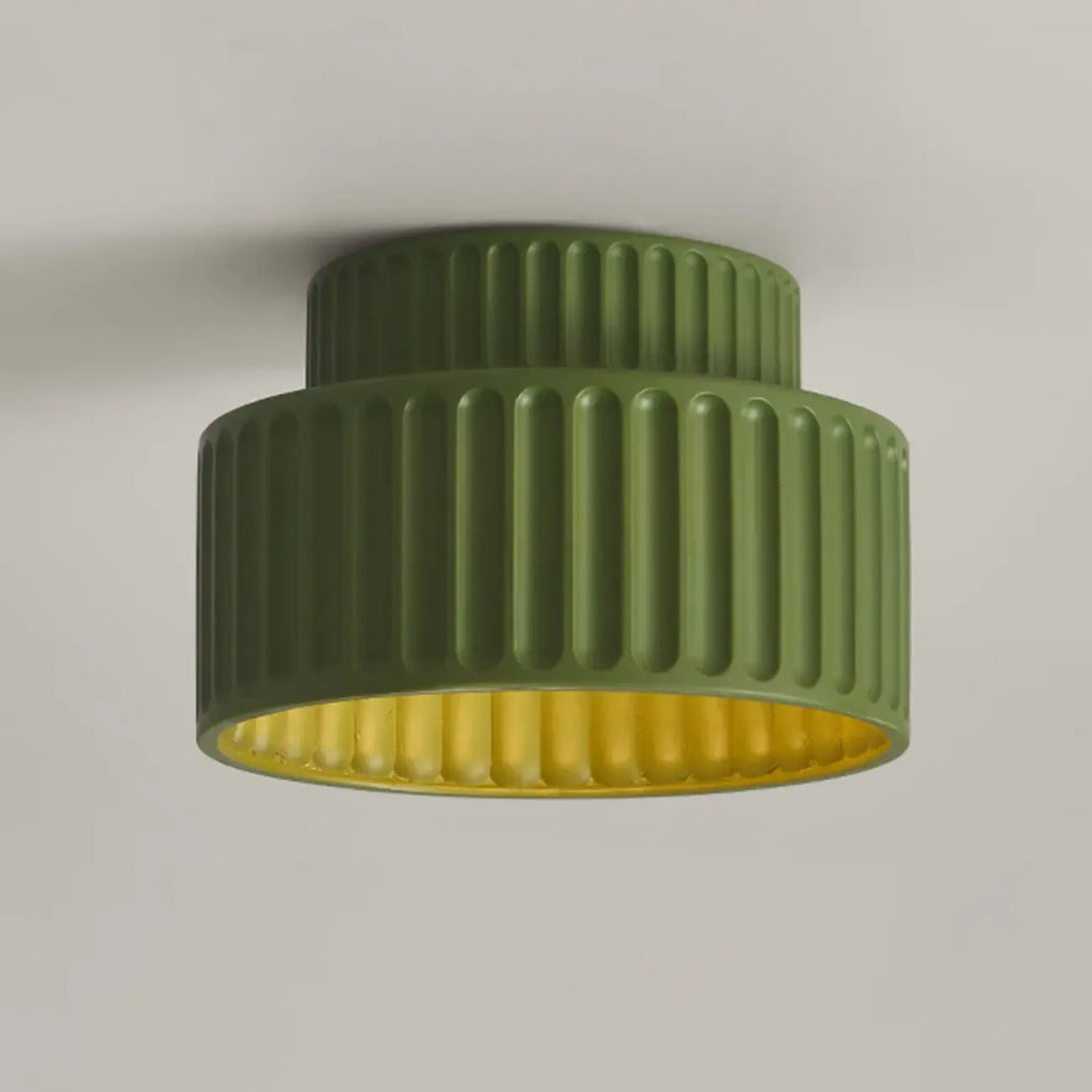 Minimalist Plastic Ribbed Cylinder Flush Mount Ceiling Light