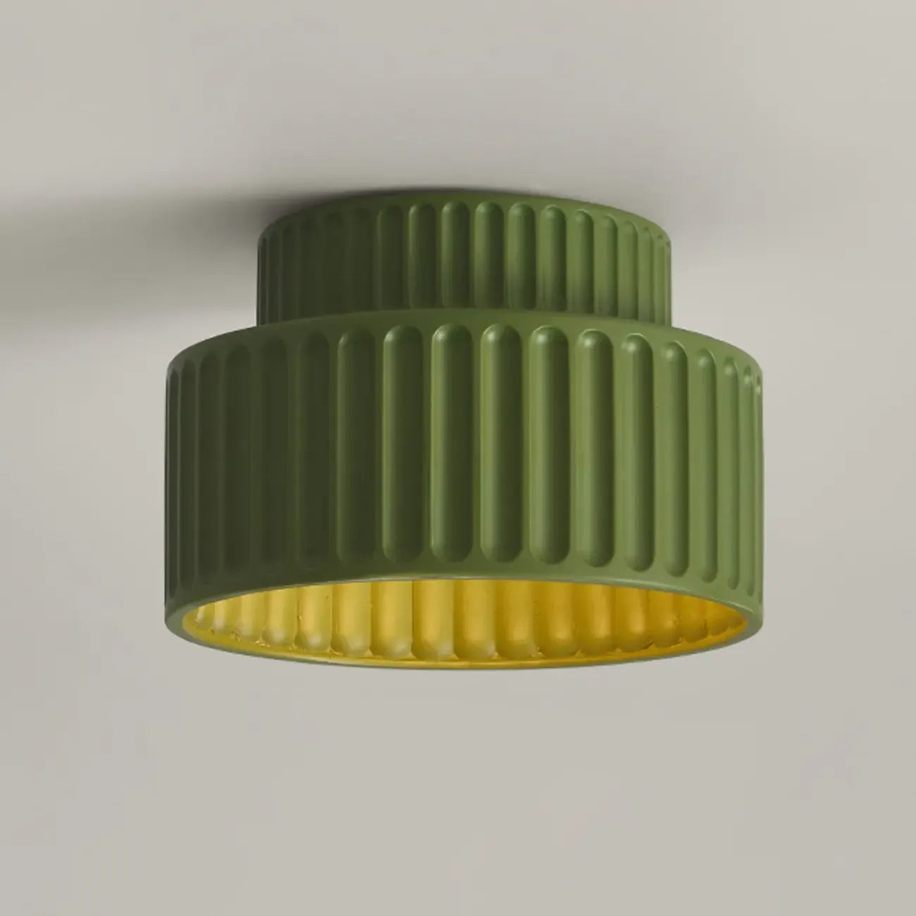 Minimalist Plastic Ribbed Cylinder Flush Mount Ceiling Light