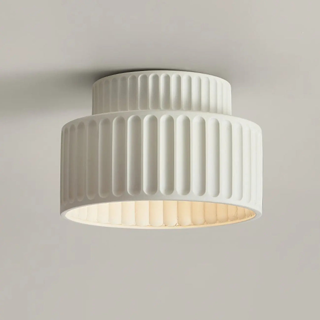 Minimalist Plastic Ribbed Cylinder Flush Mount Ceiling Light