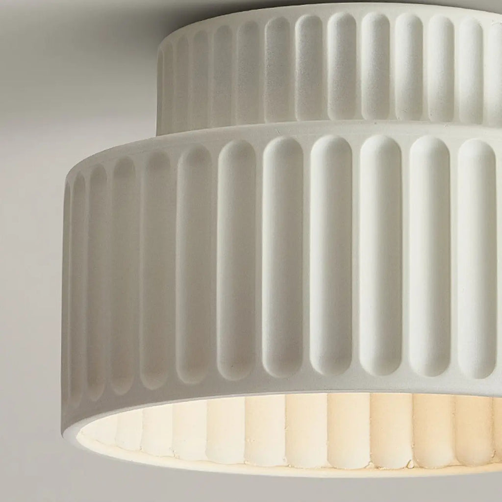 Minimalist Plastic Ribbed Cylinder Flush Mount Ceiling Light