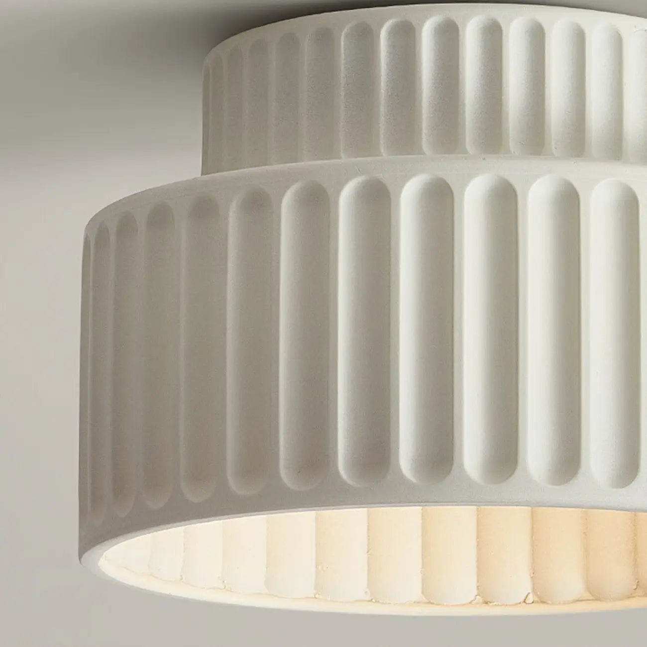 Minimalist Plastic Ribbed Cylinder Flush Mount Ceiling Light