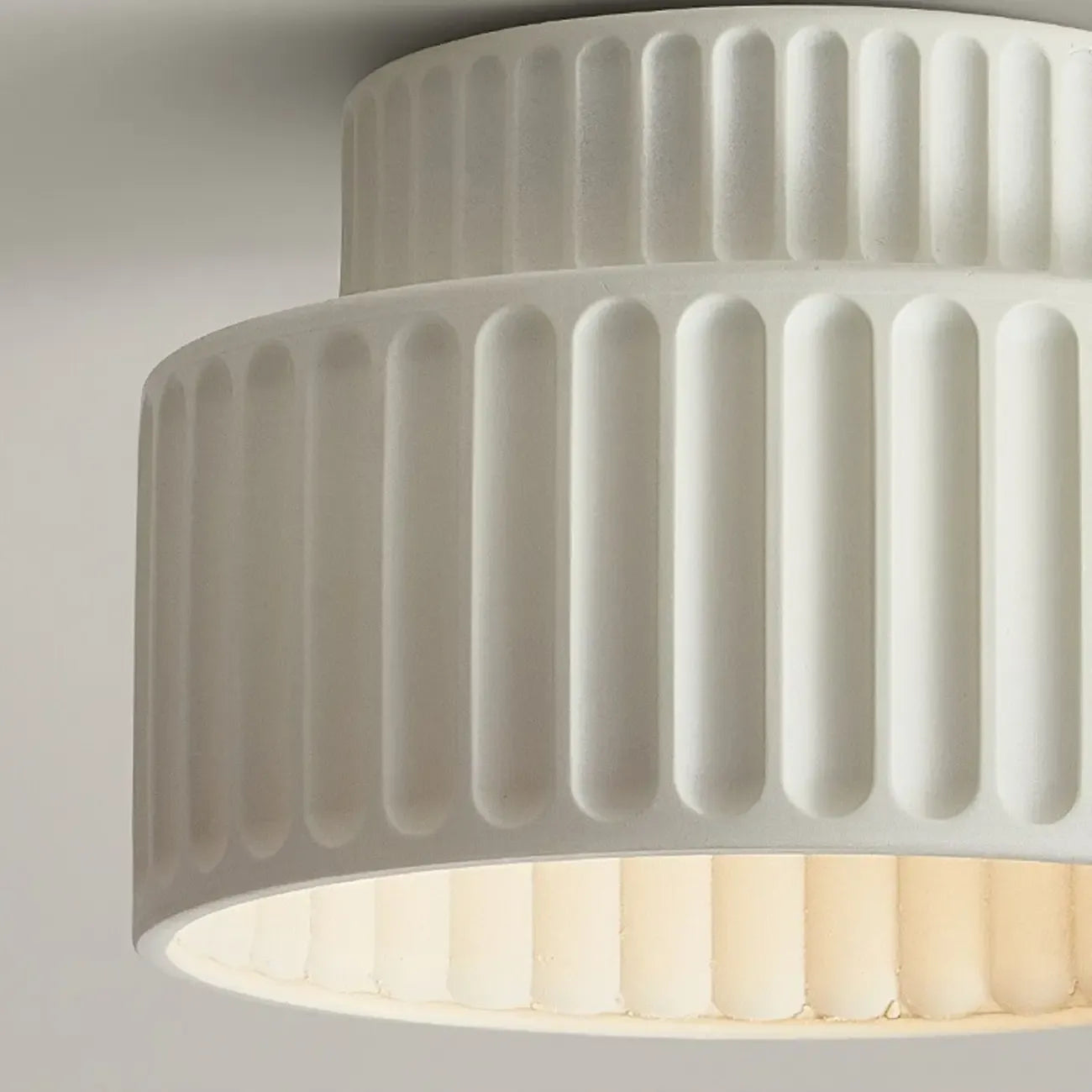 Minimalist Plastic Ribbed Cylinder Flush Mount Ceiling Light