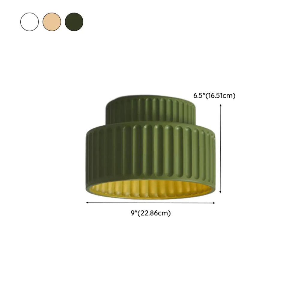 Minimalist Plastic Ribbed Cylinder Flush Mount Ceiling Light
