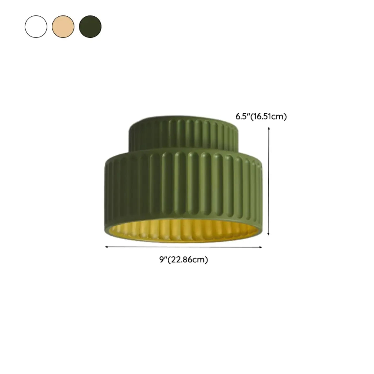 Minimalist Plastic Ribbed Cylinder Flush Mount Ceiling Light