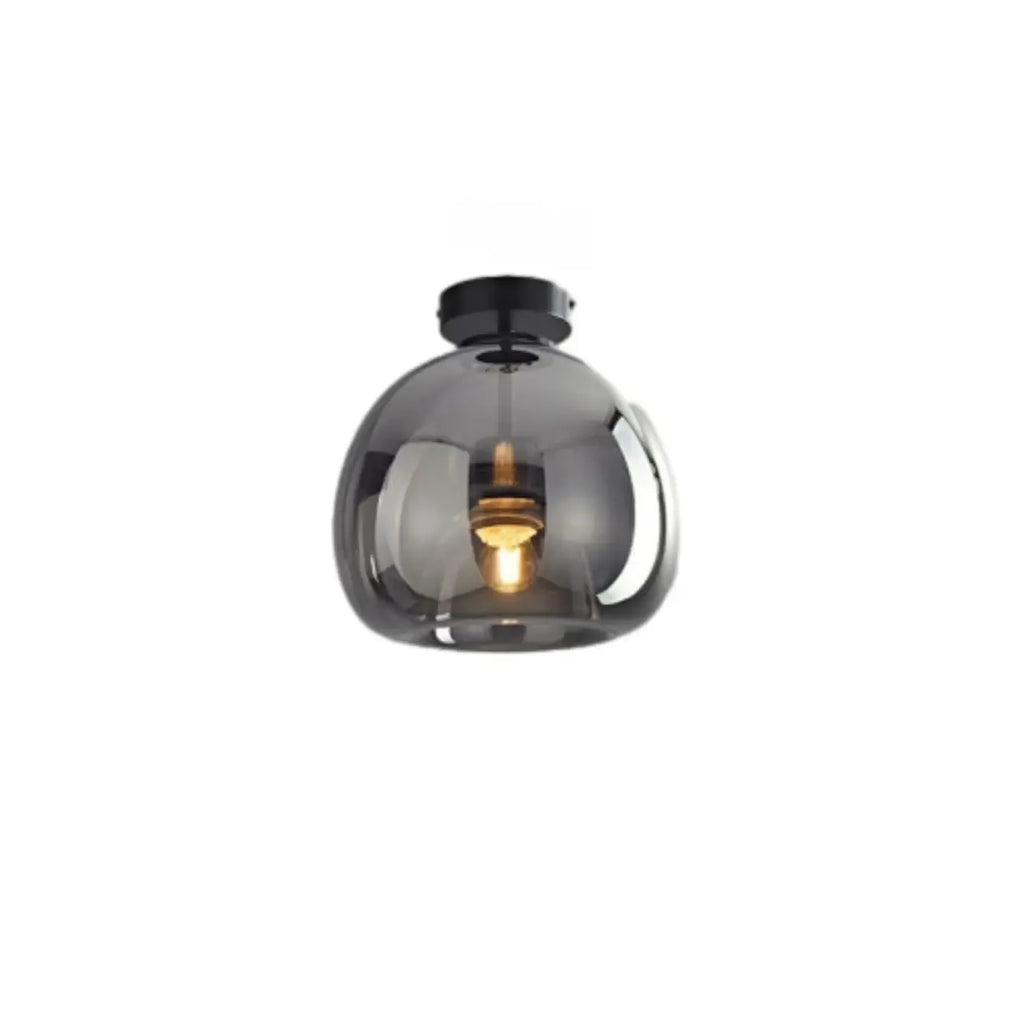 Modern Mini Clear Smoke Glass Dome Semi Flush Ceiling Light