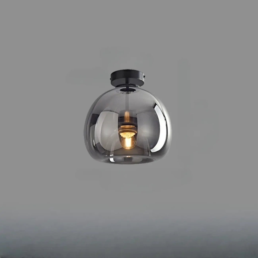 Modern Mini Clear Smoke Glass Dome Semi Flush Ceiling Light