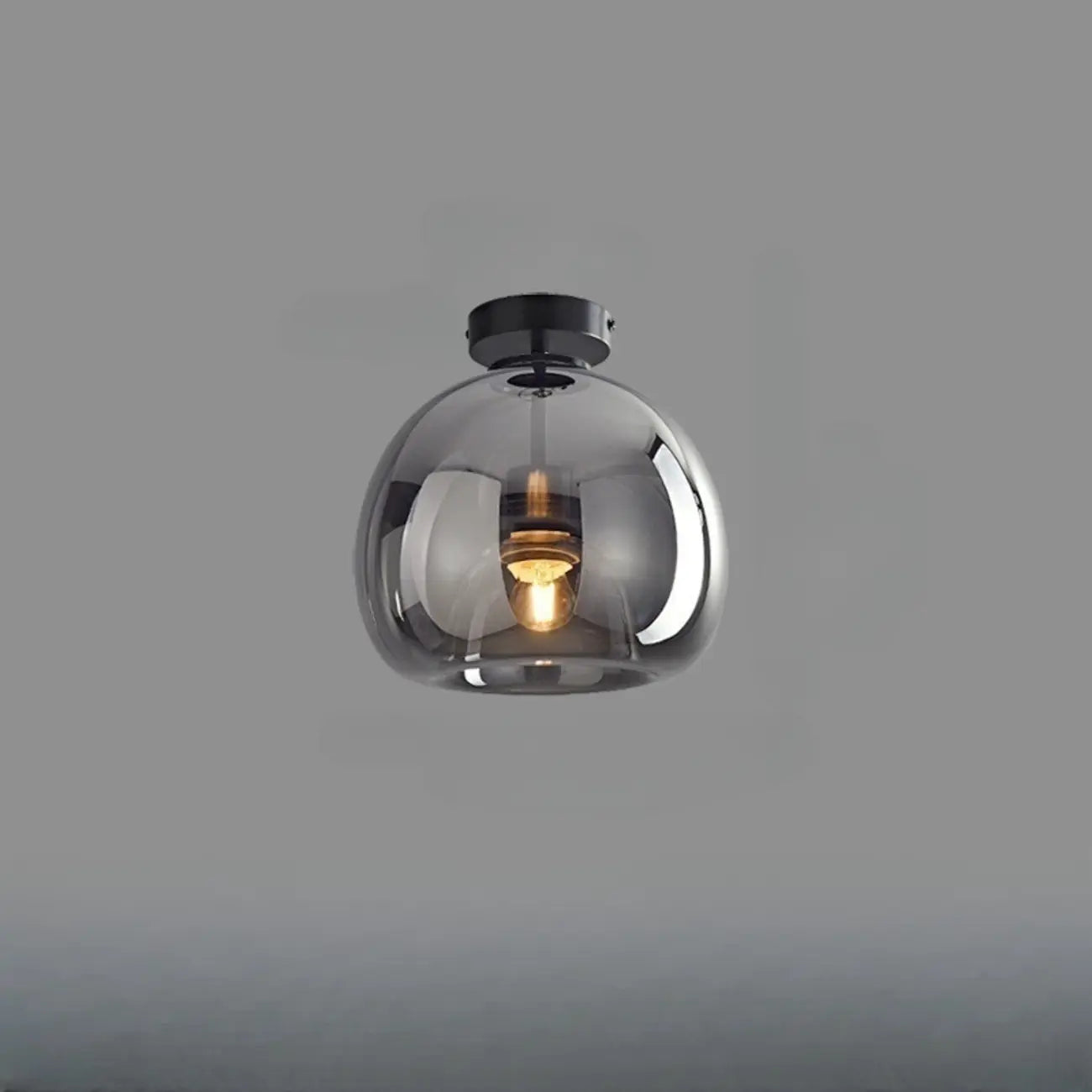 Modern Mini Clear Smoke Glass Dome Semi Flush Ceiling Light