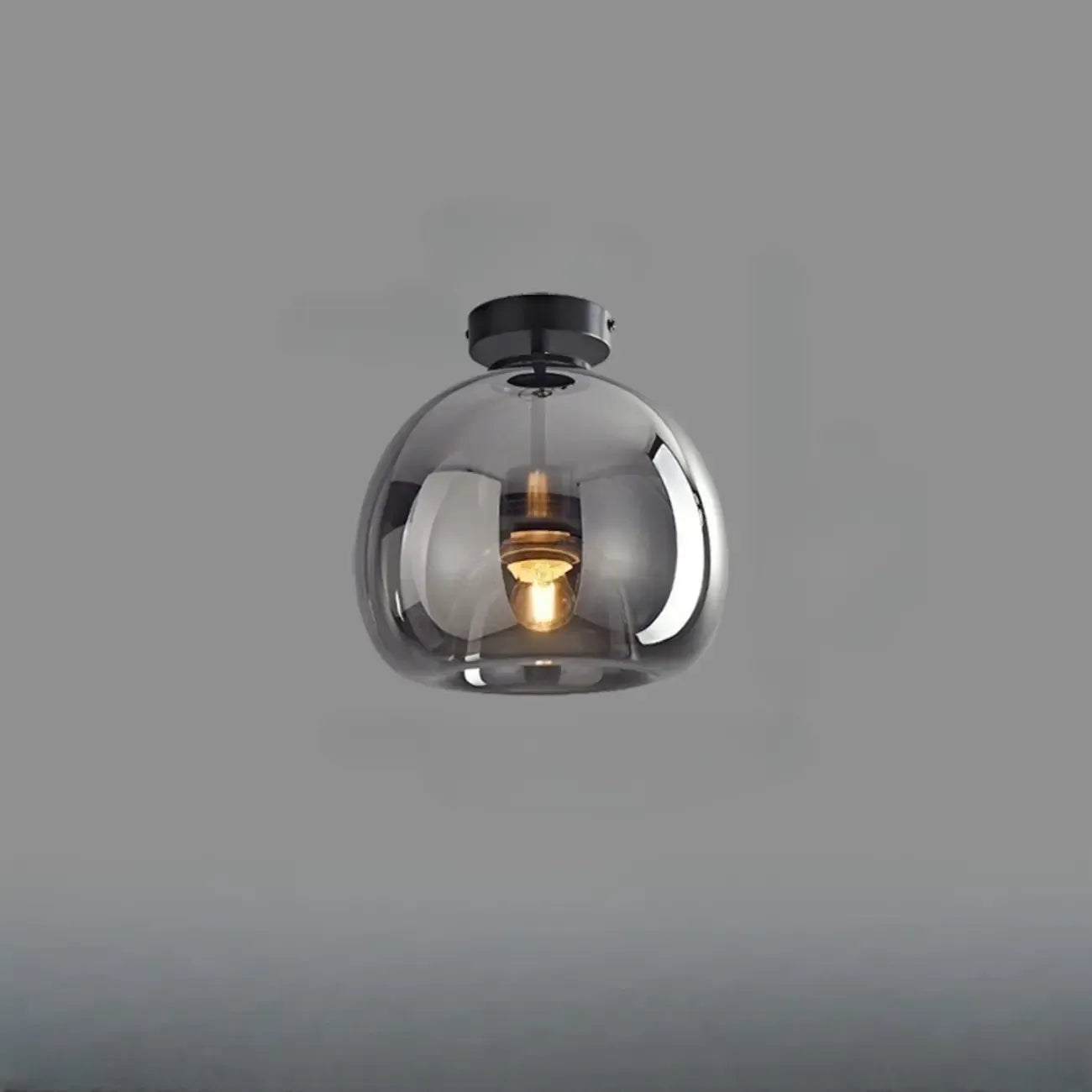 Modern Mini Clear Smoke Glass Dome Semi Flush Ceiling Light