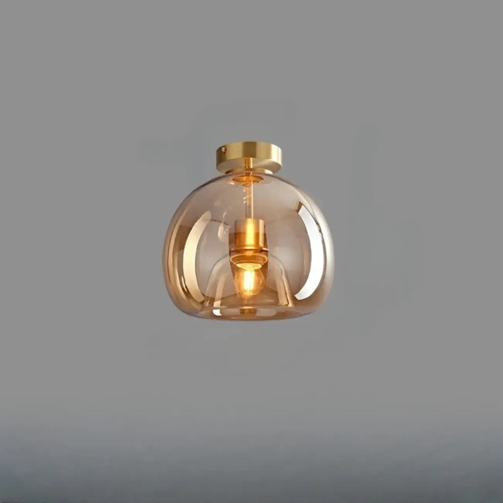 Modern Mini Clear Smoke Glass Dome Semi Flush Ceiling Light