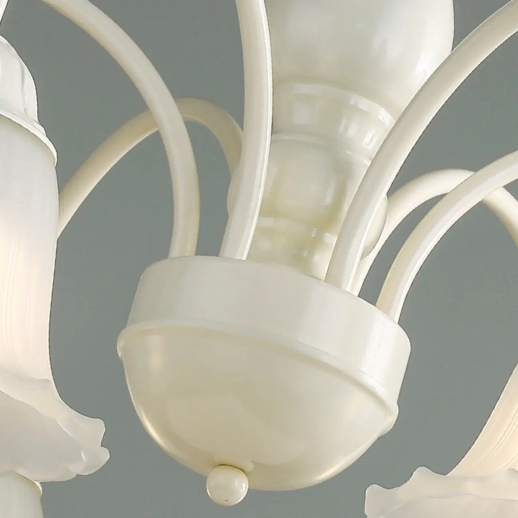 Beige Vintage Down Frosted Bell Glass Semi Flush Ceiling Light