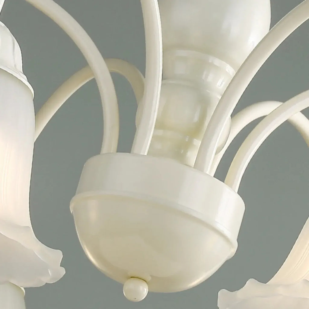 Beige Vintage Down Frosted Bell Glass Semi Flush Ceiling Light