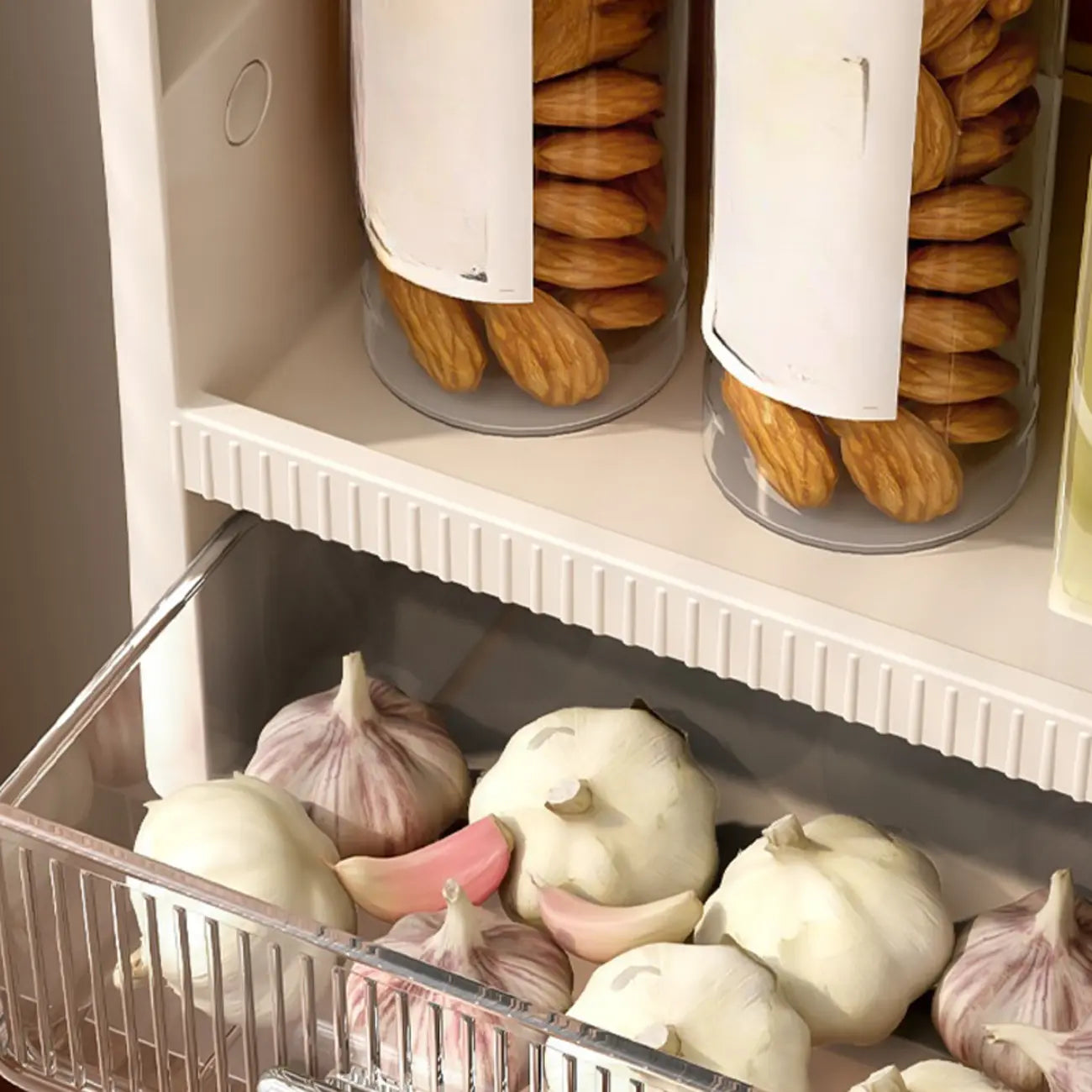 Kitchen Plastic Wall-Mounted Storage Racks with Hooks & Drawer