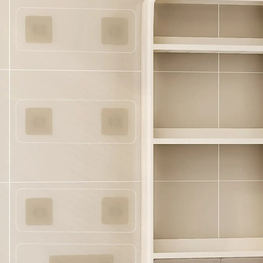 Kitchen Plastic Wall-Mounted Storage Racks with Hooks & Drawer