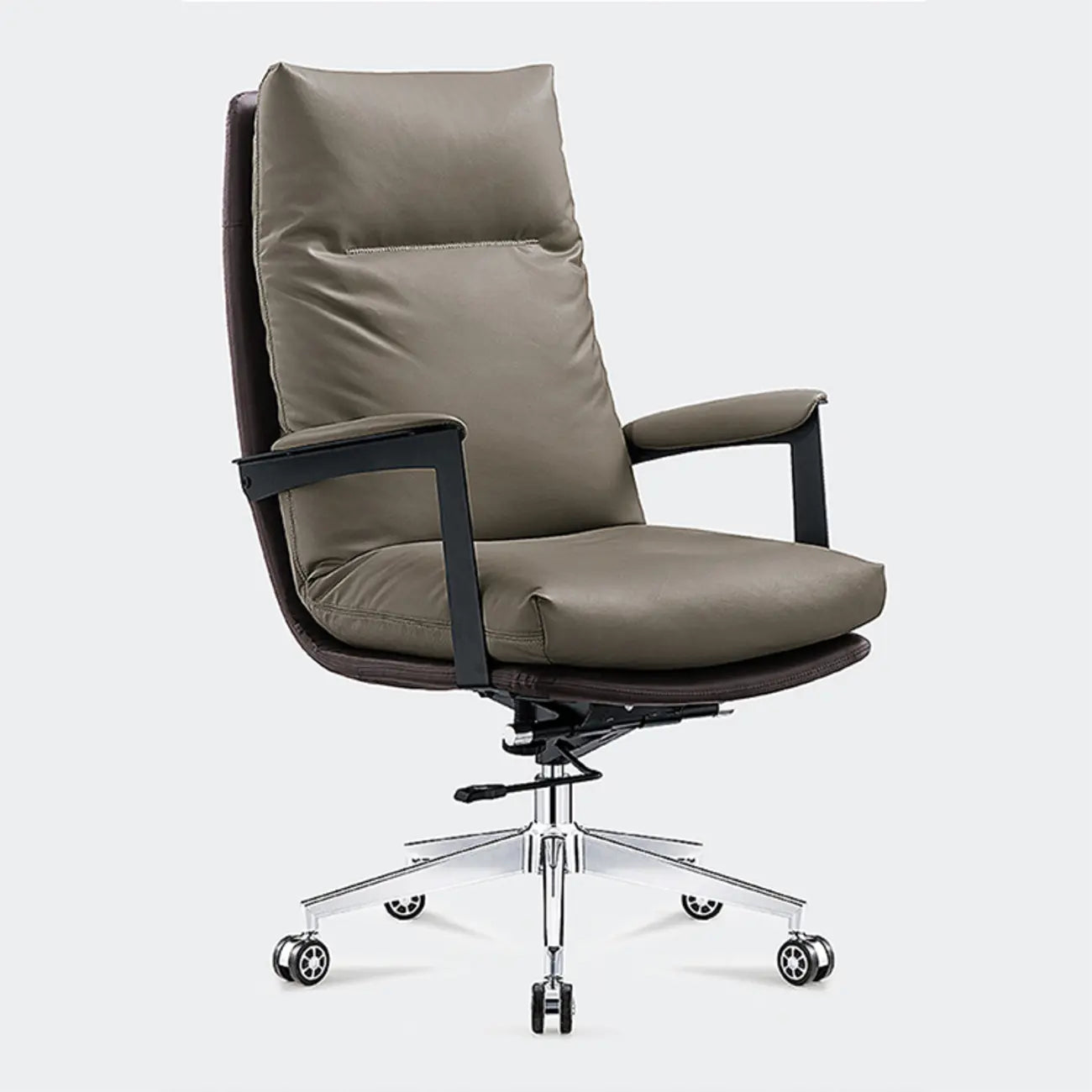 Rotatable Lifting Gray Leather Office Chairs with Wheels