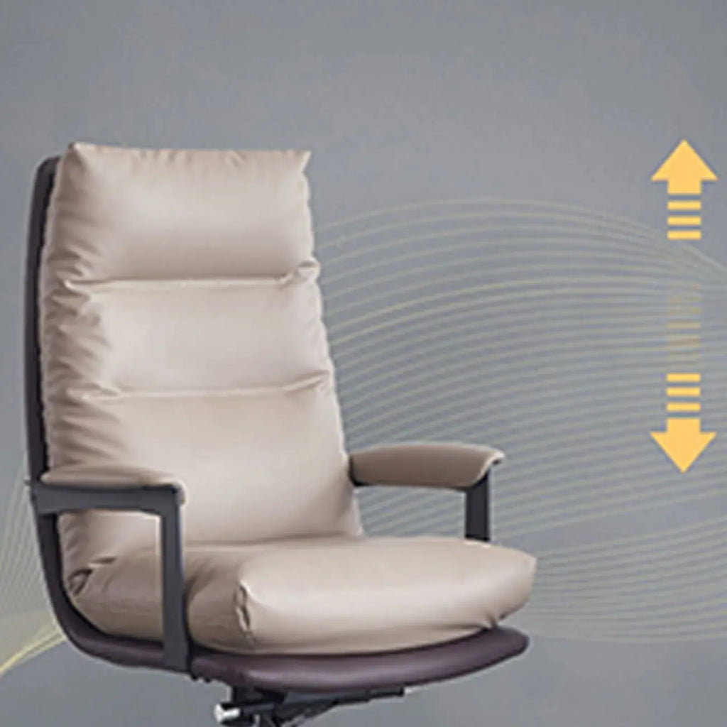 Rotatable Lifting Gray Leather Office Chairs with Wheels