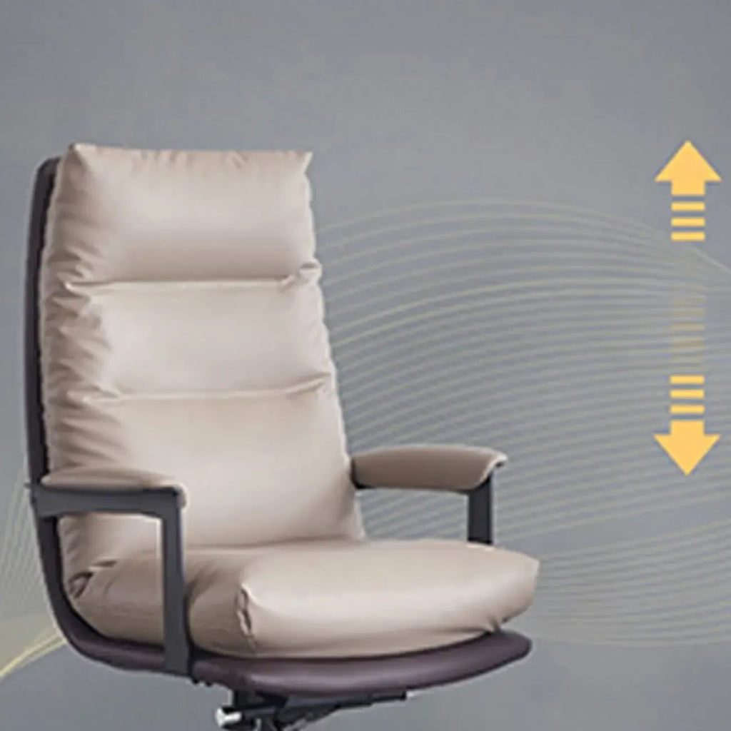 Rotatable Lifting Gray Leather Office Chairs with Wheels