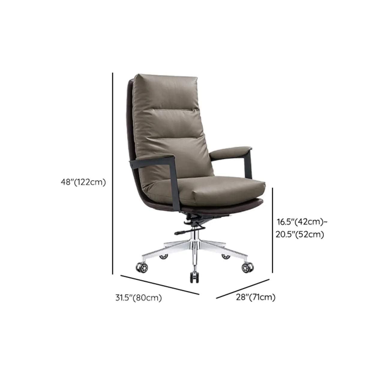 Rotatable Lifting Gray Leather Office Chairs with Wheels